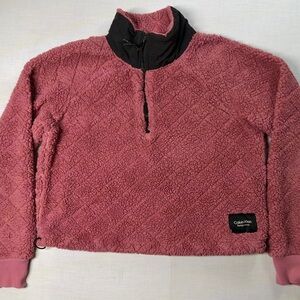 Calvin Klein Performance Size S/P Fleece Quarter Zip Cropped Jacket Sweatshirt